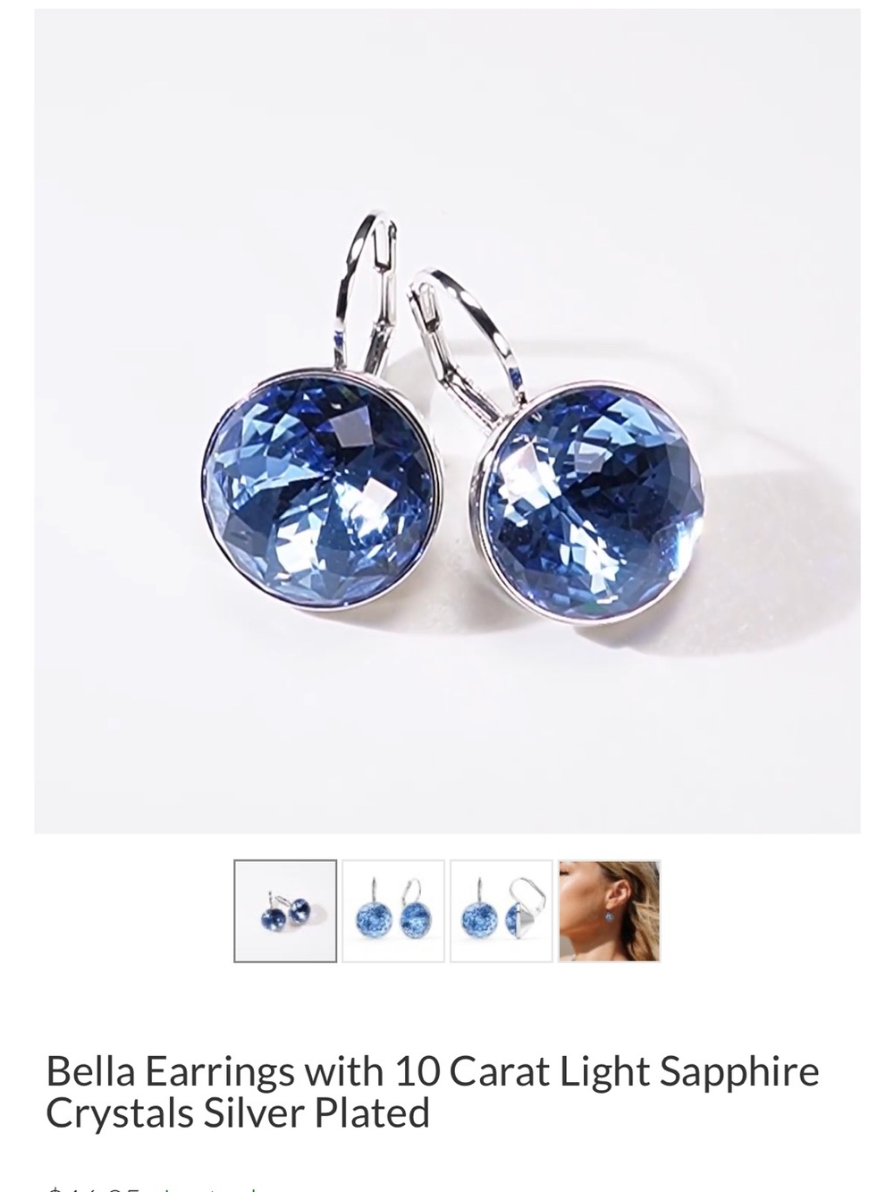 Swarovski Light Sapphire Blue Crystal Drop Earrings - Silver